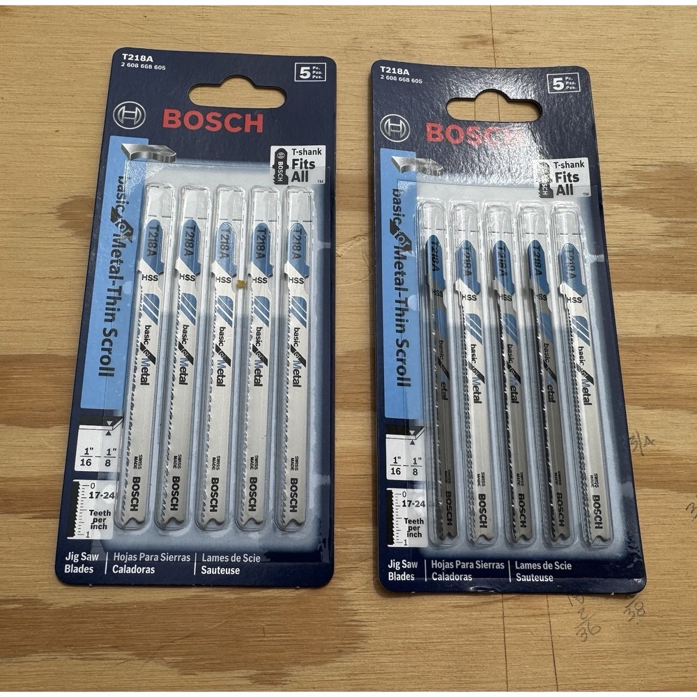 2 pkgs BOSCH T218A 5Pc 17-24 TPI T Shank Jig Saw Blades 3-5/8"  (10 TOTAL) TubO